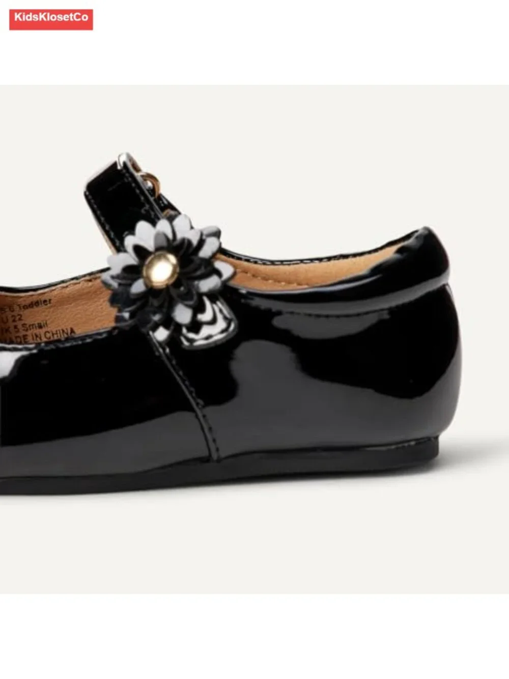 Girls Toddler Mary Jane Flats Faux Patent Leather Adjustable Hook Loop